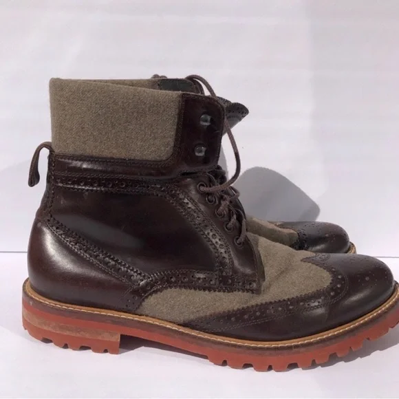 Bruno Magli Paciano Wing Tip Boots Dark Brown Size 8.5 Alden Shoes Men main image 4
